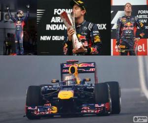 Układanka Sebastian Vettel świętuje swoje zwycięstwo w Grand Prix Indii 2012