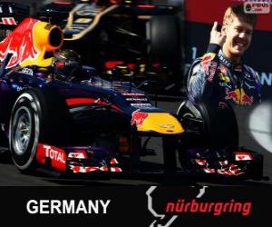 Układanka Sebastian Vettel świętuje swoje zwycięstwo w Grand Prix Niemiec 2013