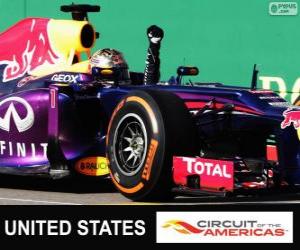 Układanka Sebastian Vettel świętuje swoje zwycięstwo w Grand Prix Stanów Zjednoczonych 2013