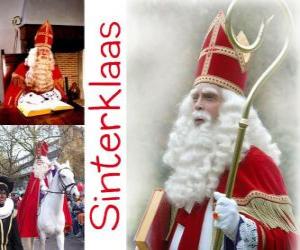 Układanka Sinterklaas. Św Mikołaj przynosi prezenty dla dzieci w Holandii, Belgii i innych krajach Europy Środkowej
