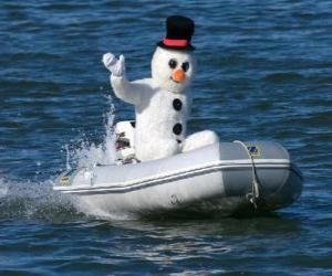 Układanka Snowman w łodzi