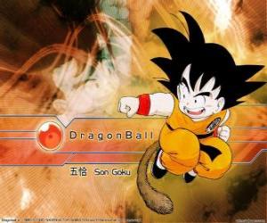 Układanka Son Goku jest Saiyan dziecko, które wzrosło w górach nauki sztuk walki z dziadkiem i Twist: ogonem.
