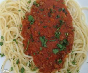 Układanka Spaghetti z sosem pomidorowym