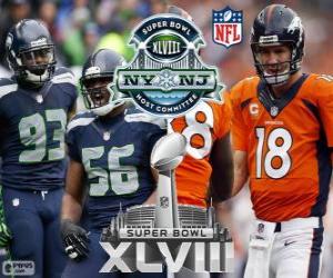 Układanka Super Bowl 2014. Seattle Seahawks vs Denver Broncos. MetLife Stadium w New Jersey, na 2 lutego 2014