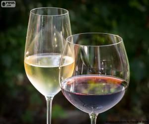 Układanka Szkła białego i czerwonego wina