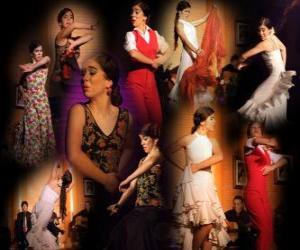 Układanka tancerka flamenco. Flamenco ma swoje korzenie w folklorze Cyganie i kultury popularnej w Andaluzji, Hiszpania