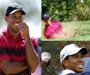 Układanka Tiger Woods, amerykański gracz w golfa.