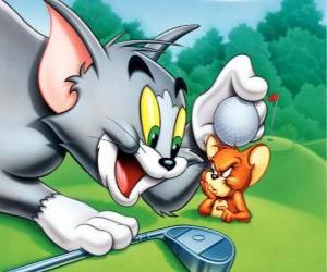 Układanka Tom i Jerry na polu golfowym