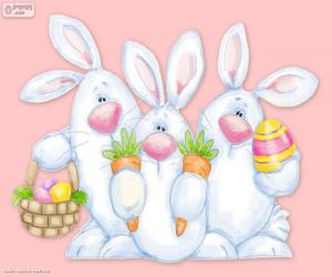 Układanka Trzy króliki Wielkanoc
