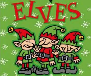 Układanka Trzy małe elfy Świętego Mikołaja