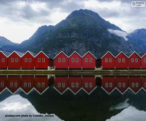 Układanka Typowe norweskie domki