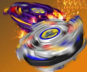 Układanka Tyson Beyblade, walczy bąk z Dragoon. Dragoon jest bestia Tyson bit