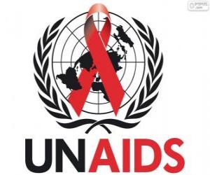 Układanka UNAIDS logo. Wspólny Program Narodów Zjednoczonych ds. HIV / AIDS
