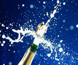 Układanka Uncorking butelkę szampana dla uczczenia nowego roku