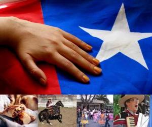 Układanka Uroczystości patriotyczne w Chile. XVIII w dniach 18 i 19 września w obchody Chile jako niepodległe państwo