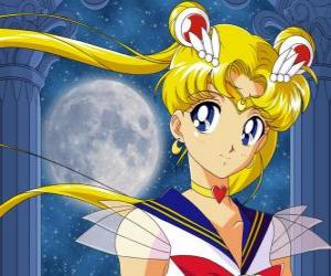 Układanka Usagi Tsukino jest główną postacią i staje się Sailor Moon, Czarodziejka z Księżyca