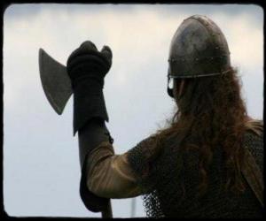 Układanka Viking oglądania uzbrojony w topór
