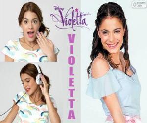 Układanka Violetta dziewczyna, jasne i pełne życia