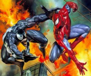 Układanka Walka Spiderman i Venom