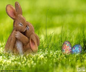 Układanka Wielkanoc królików przyjęli