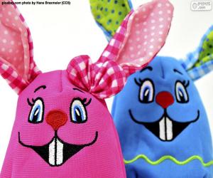 Układanka Wielkanoc królików tkaniny