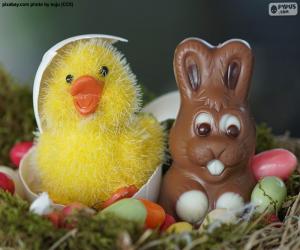 Układanka Wielkanocny kurczak i królik