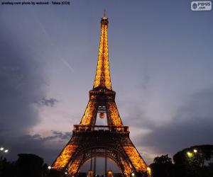 Układanka Wieża Eiffela nocą