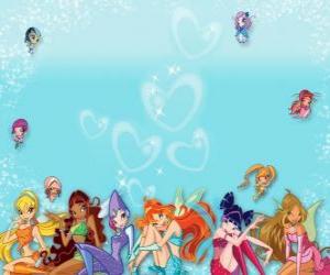 Układanka Winx Club gromadzi ją chochliki lub bajki mini