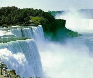 Układanka Wodospad Niagara, obszerne wodospady na granicy pomiędzy USA i Kanada