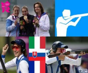 Układanka Zalewki dekoracji strzelectwo kobiet, Jessica Rossi (Włochy), Zuzana Štefečekova (Słowacja) i Delphine Réau (Francja) - London 2012-