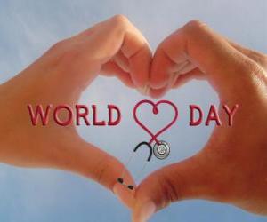 Układanka Światowy Dzień Serca, w ostatnią niedzielę września organizowane są działania w celu poprawy zdrowia i zmniejszenia ryzyka