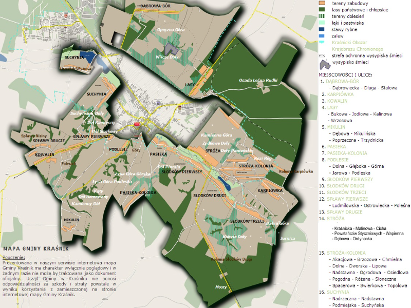 Mapa Gminy Kraśnik puzzle